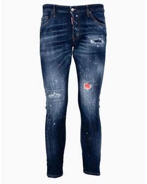 DSquared² Dark Neon Splash Ripped Cool Guy Jeans - Blue