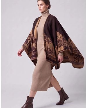 James Lakeland Print Poncho - Brown