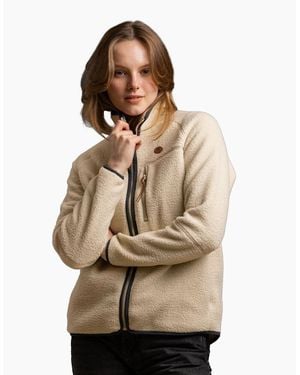 Trespass Ladies Quake Leather Trim Fleece Jacket - Natural
