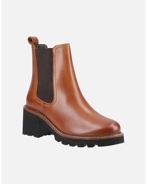 Hush Puppies Gaia Leather Tan Heeled Chelsea Boots - Brown