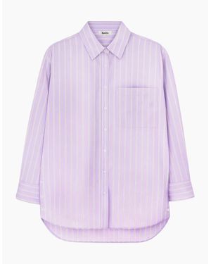 Ro&zo Lilac Stripe Button Side Detail Shirt - Purple