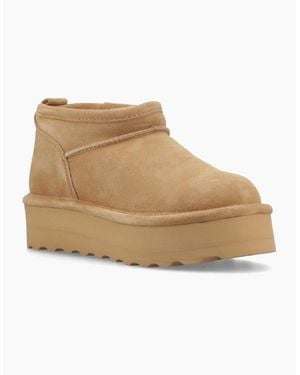 BEARPAW Retro Super Shorty Suede Coffee Winter Ankle Boots - Natural