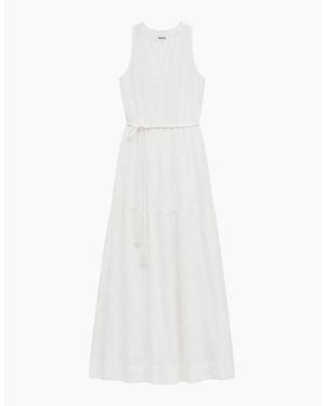 Ro&zo Petite Ivory Cheesecloth Rope Belt Dress - White