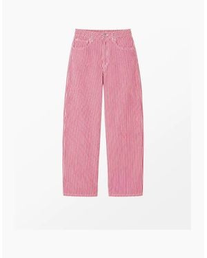 Ro&zo Petite Stripe Barrel Leg Jeans - Pink