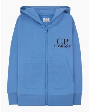 C.P. Company Undersixteen U16 Diagonal Fleece Goggle Hooded Sweatshirt 833 - Blue