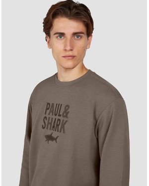 Paul & Shark Embroidered Logo X-Soft Fleece Cotton Sweatshirt - Brown