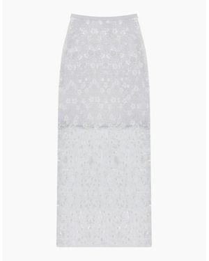 Ro&zo Petite Crystal Sequin Beaded Skirt - White