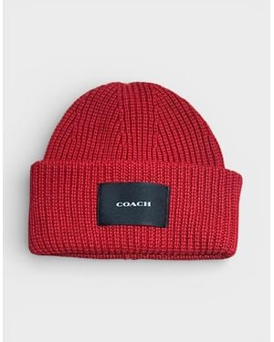 COACH Woven Patch Beanie Cherry - Red