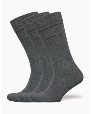 GANT 3-Pack Soft Cotton Socks, Charcoal Melange - Black