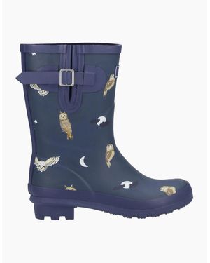Cotswold Woodland Mid Wellington Boots Owls - Blue