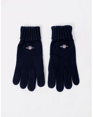 GANT Cotton Blend Logo Gloves - Blue