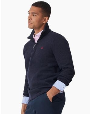 Crew French Rib Half Zip Sweatshirt - Blue