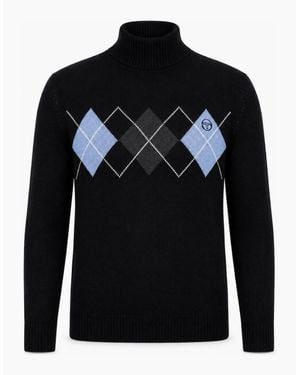 Sergio Tacchini Moretti Knitted Roll Neck Jumper/Charcoal Marl/Country - Black