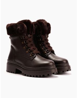 Osprey London The Budapest Leather Chocolate Boots - Blue