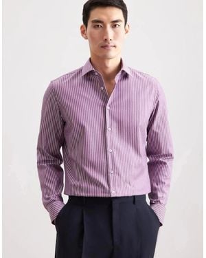 Seidensticker Slim Fit No Iron New Kent Striped Business Shirt Lilac - Purple