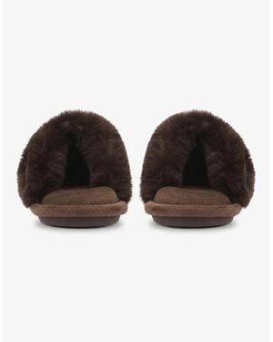Totes Toasties Cross Fur Slider Mules Chocolate - Brown
