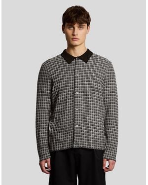 Lyle & Scott Basketweave Knitted Collared Cardigan - Grey