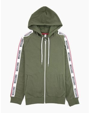 Moschino Underwear Arm Tape Logo Zip Up Hoody Khaki - Green
