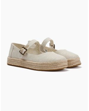 TOMS Carolina Mary Jane Textile Natural Espadrilles - Grey