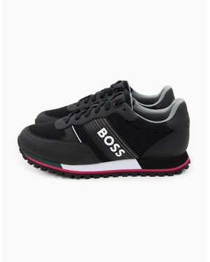 BOSS Parkour Seasonal Logo Stripe Trainers Charcoal 016 - Black
