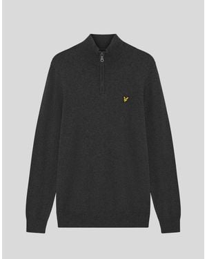 Lyle & Scott Cotton Merino 1/4 Zip Jumper - Grey