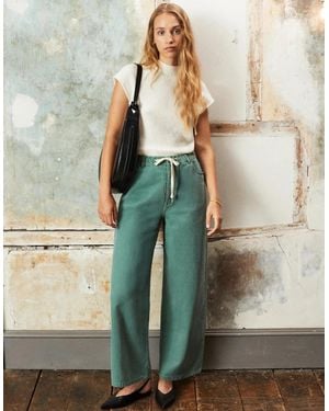 Ro&zo Sage Drawstring-Waist Barrel-Leg Jeans - Green