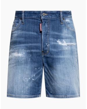 DSquared² Marine Faded Denim Shorts - Blue
