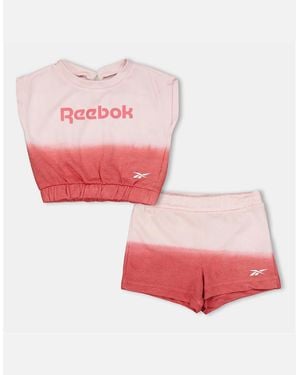 Reebok Ombre Lettering Crew Neck Sleeveless T-Shirt And Set - Pink