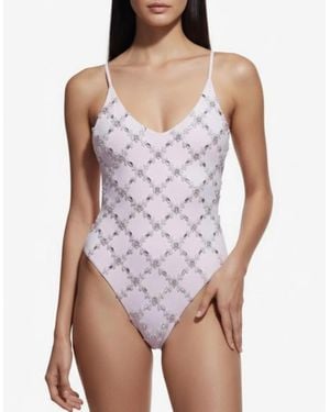 Oceanus Rose Elegant High Cut Leg Swimsuit - Purple