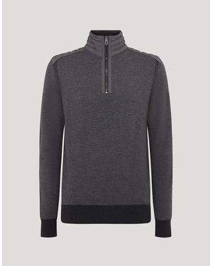 Belstaff Kilmington Quarter Zip Funnel Neck Jumper - Grey