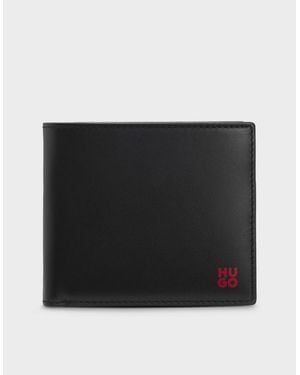 BOSS Hugo Tibby Leather Billfold Wallet With Stacked Logo - Black