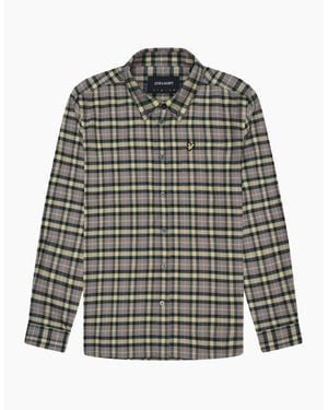 Lyle & Scott Lyle & Scott Check Flannel Argyle Long Sleeve Shirt - Grey