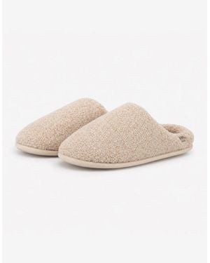 Totes Isotoner Borg Swept Back Mule Slipper Mules Oat - Natural
