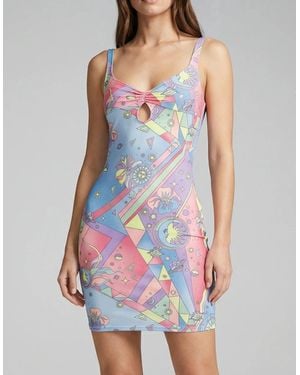 Oceanus Aliona Embellished Luxury Multi-Coloured Party Dress - Blue