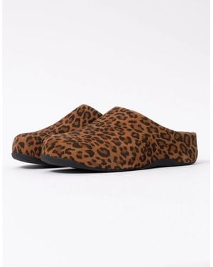 Fitflop Shuv Suede Leopard Mules - Brown