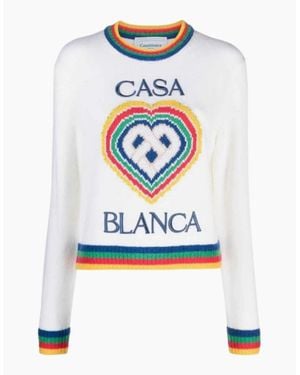CASABLANCA Heart Casa Brand Jumper Knitwear - White