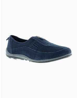Strollers Flat Shoes Zippy Zip Suede Casual Uk Size - Blue