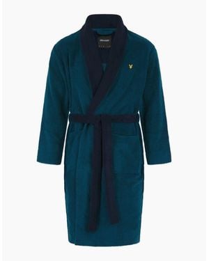 Lyle & Scott Shawl Neck Long Sleeve Robe - Blue