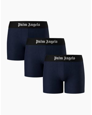 Palm Angels Tri-Pack Long Trunk Boxer Shorts - Blue