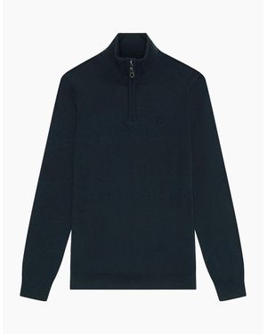Lyle & Scott Lyle & Scott Tonal Merino Quarter Zip Jumper - Blue