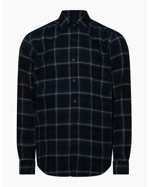 BOSS Collared Neck Button Down Long Sleeve Shirt - Blue