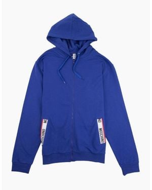 Moschino Underwear Pocket Tape Logo Hoody - Blue