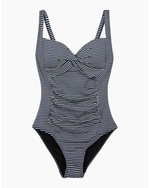 Regatta Ladies Stripe Seersucker Tummy Control One Piece Swimsuit - Grey