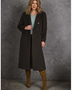 Live Unlimited London Double Breasted Coat - Black