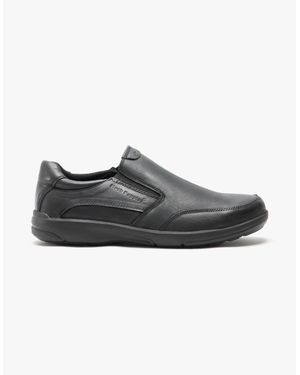 Hush Puppies Aaron Leather Slip On Shoes - Black