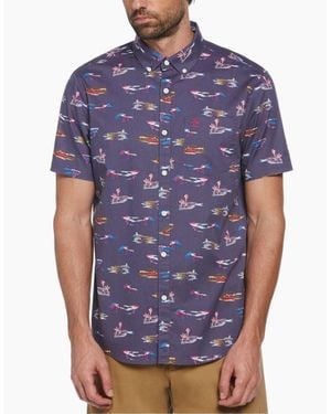Original Penguin Regular Fit All Over Print Shirt - Blue