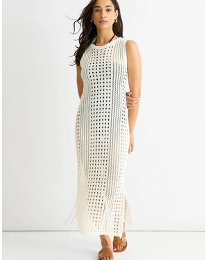 Gini London Crochet Knit Bodycon Midi Dress - White
