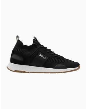 BOSS Titanium Runn Knitted/ Runner Trainers - Black