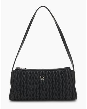 BOSS Chris Textured Hobo Bag With Tone Hardware - Black