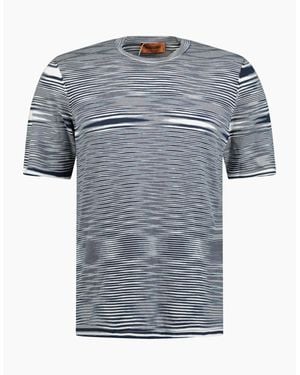 Missoni Knitted Stripe T-Shirt - Blue